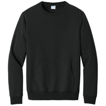 Port & Company Unisex Jet Black Core Fleece Crewneck Pocket Sweatshirt