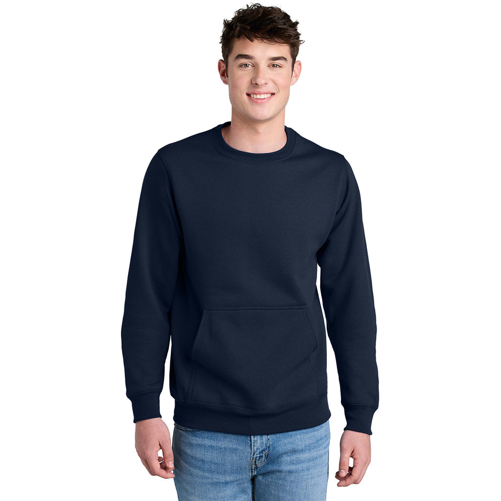 Port & Company Unisex True Navy Core Fleece Crewneck Pocket Sweatshirt