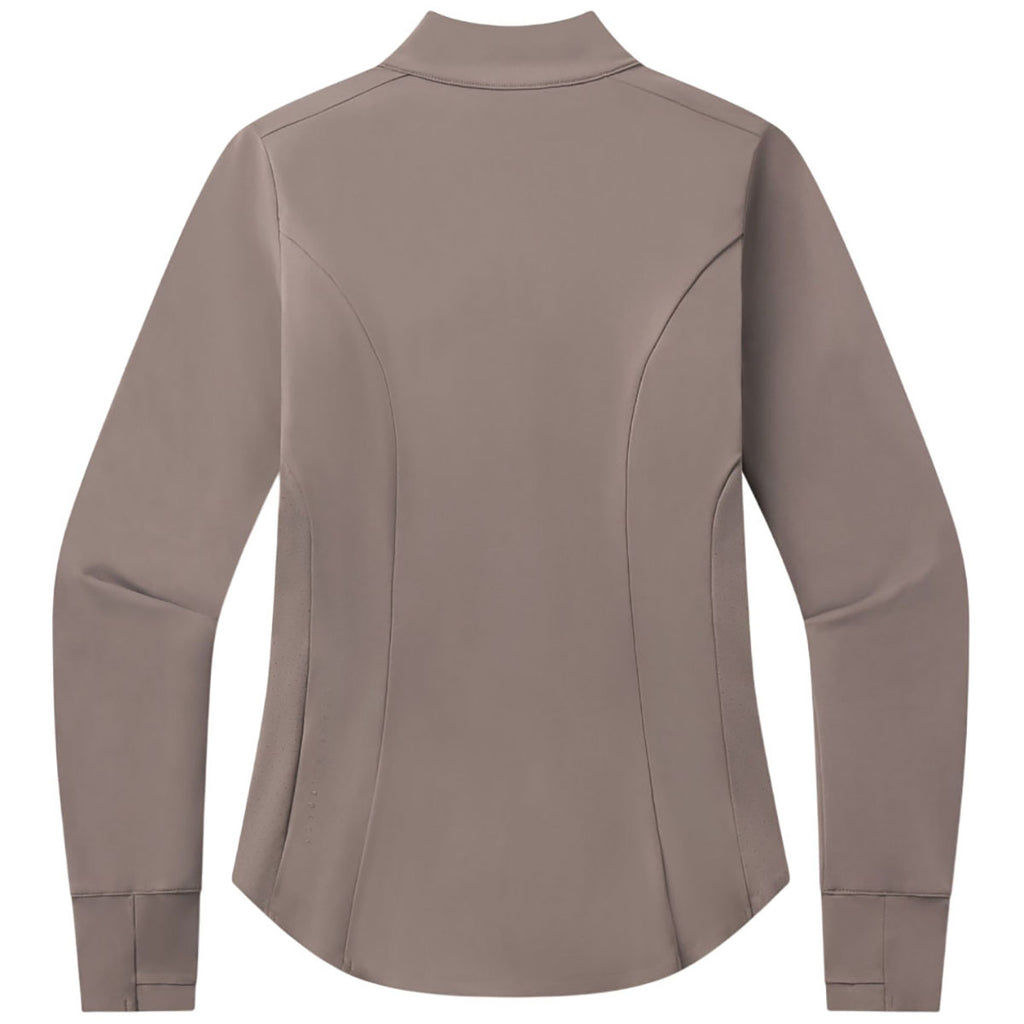 UNRL Women's Dark Taupe Performa Fitted Half-zip