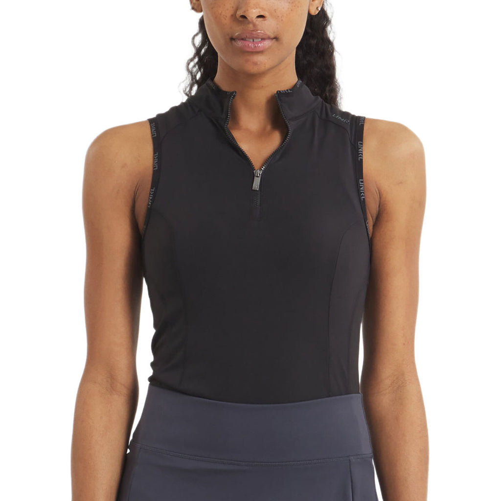 UNRL Women's Black Performa Sleeveless Polo
