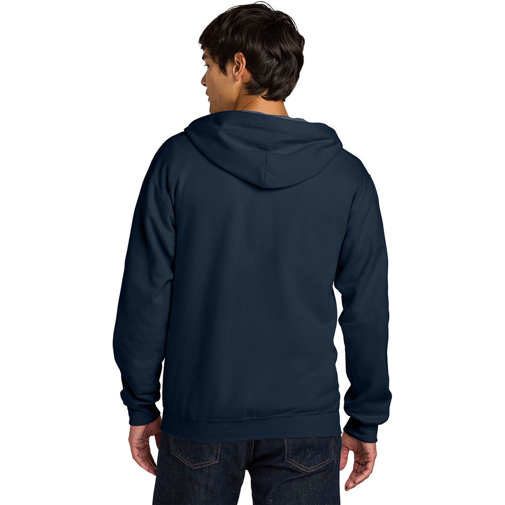 Gildan Men's Navy Softstyle Midweight Fleece Full-Zip Hooded Sweatshirt