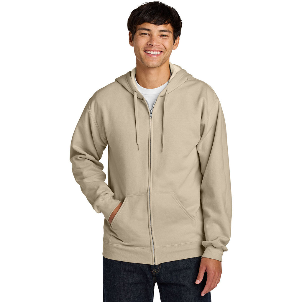 Gildan Men's Sand Softstyle Midweight Fleece Full-Zip Hooded Sweatshirt