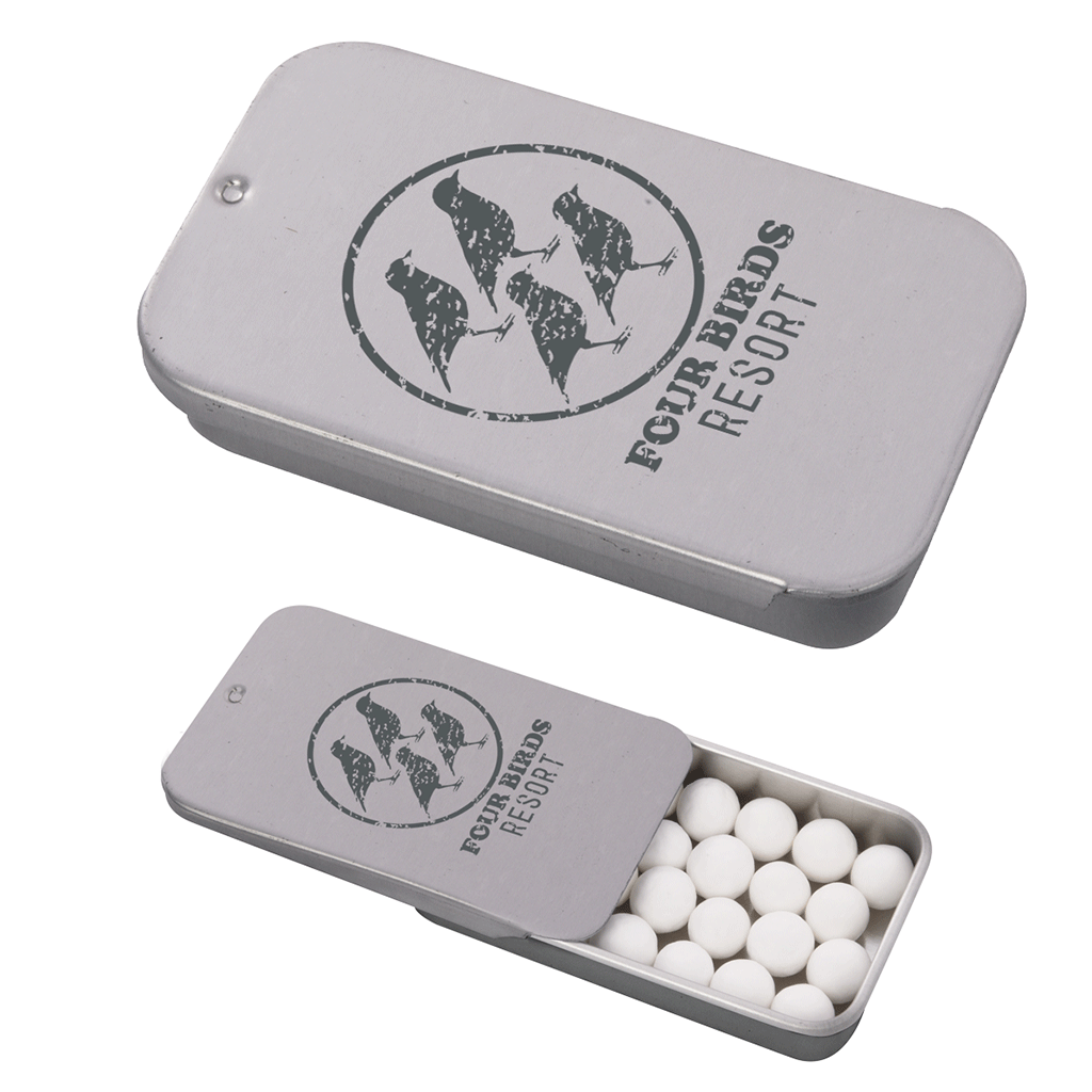 Hit Signature Peppermints in Silver Slider Tin