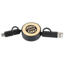 Bullet Black FSC 100% Bamboo Retractable 5-in-1 Charging Cable