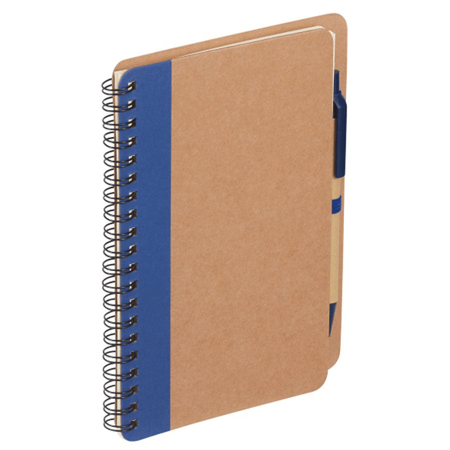 Bullet Blue 5'' x 7'' Eco-Friendly Spiral Notebook with Pen