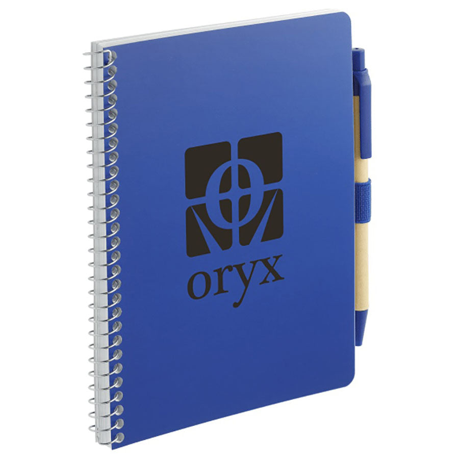 Bullet Blue 5'' x 7'' FSC Mix Spiral Notebook with Pen