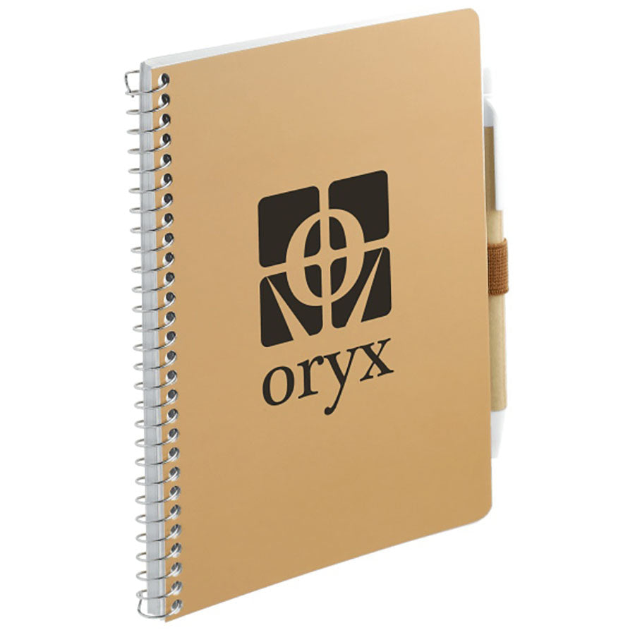 Bullet Natural 5'' x 7'' FSC Mix Spiral Notebook with Pen