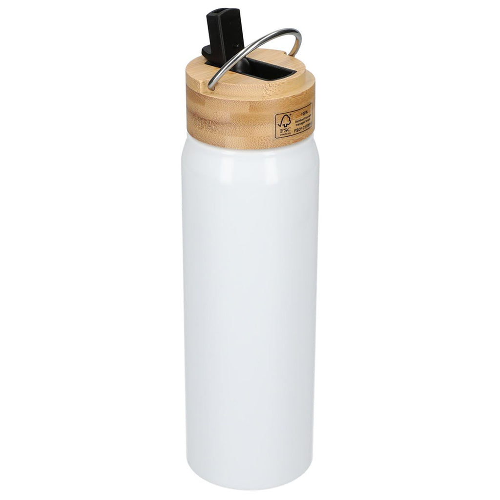 Bullet White Billy 26oz Eco-Friendly Aluminum Bottle With FSC Bamboo Lid