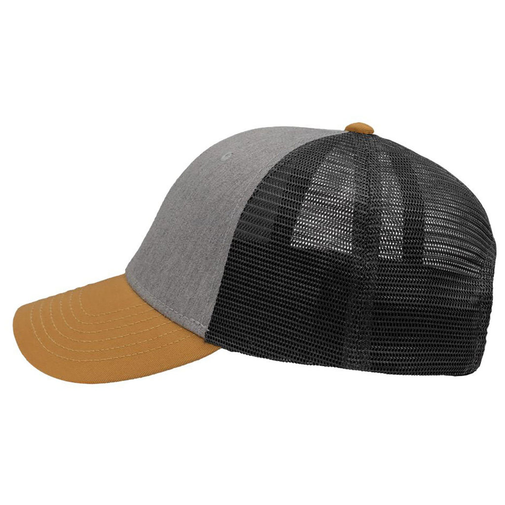 Sportsman Heather Grey/Charcoal/Vegas Gold Lo-Pro Mesh Back Trucker Fit Cap