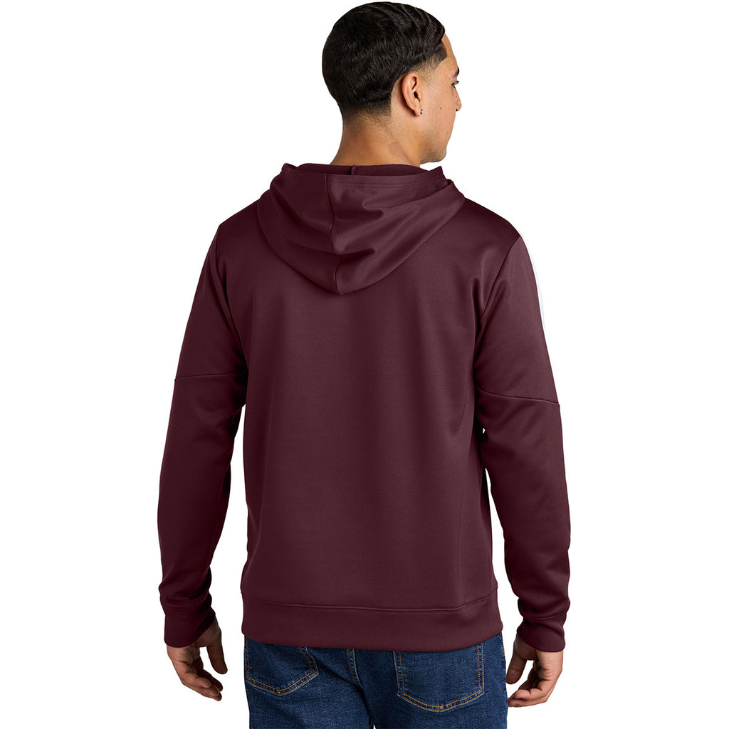 Sport-Tek Men's Maroon/ White Sport-Wick Fleece United Pullover Hoodie