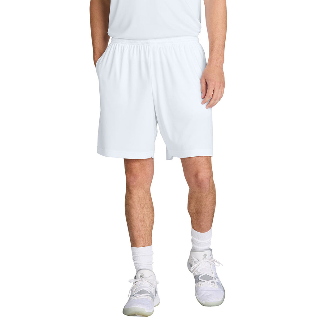 Sport-Tek Men's White PosiCharge Competitor 7" Pocketed Short