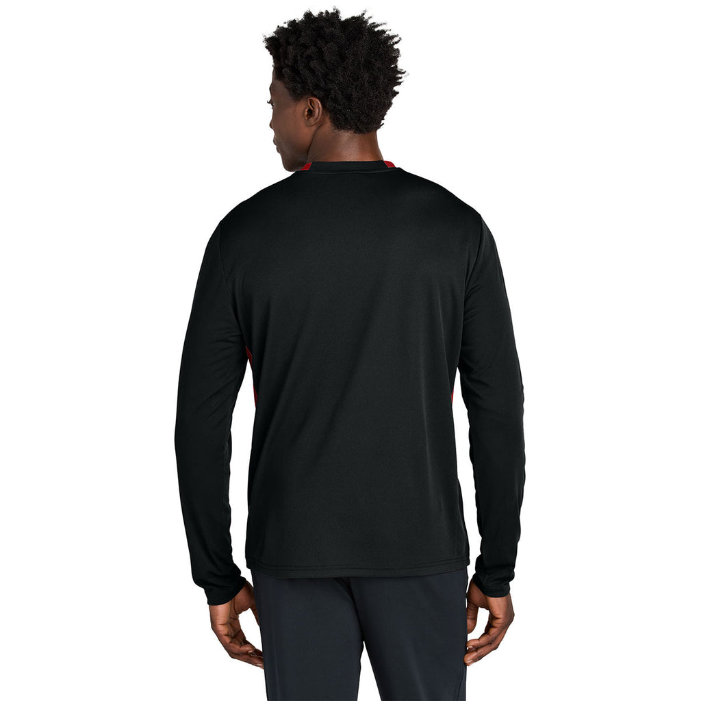 Sport-Tek Men's Black/Deep Red Club 1/4-Zip Pullover