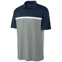 Sport-Tek Men's True Navy/Grey Concrete Heather/White UV Micropique Colorblock Polo
