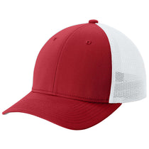 Sport-Tek Deep Red/White Stretch-Tek Mesh Back Cap