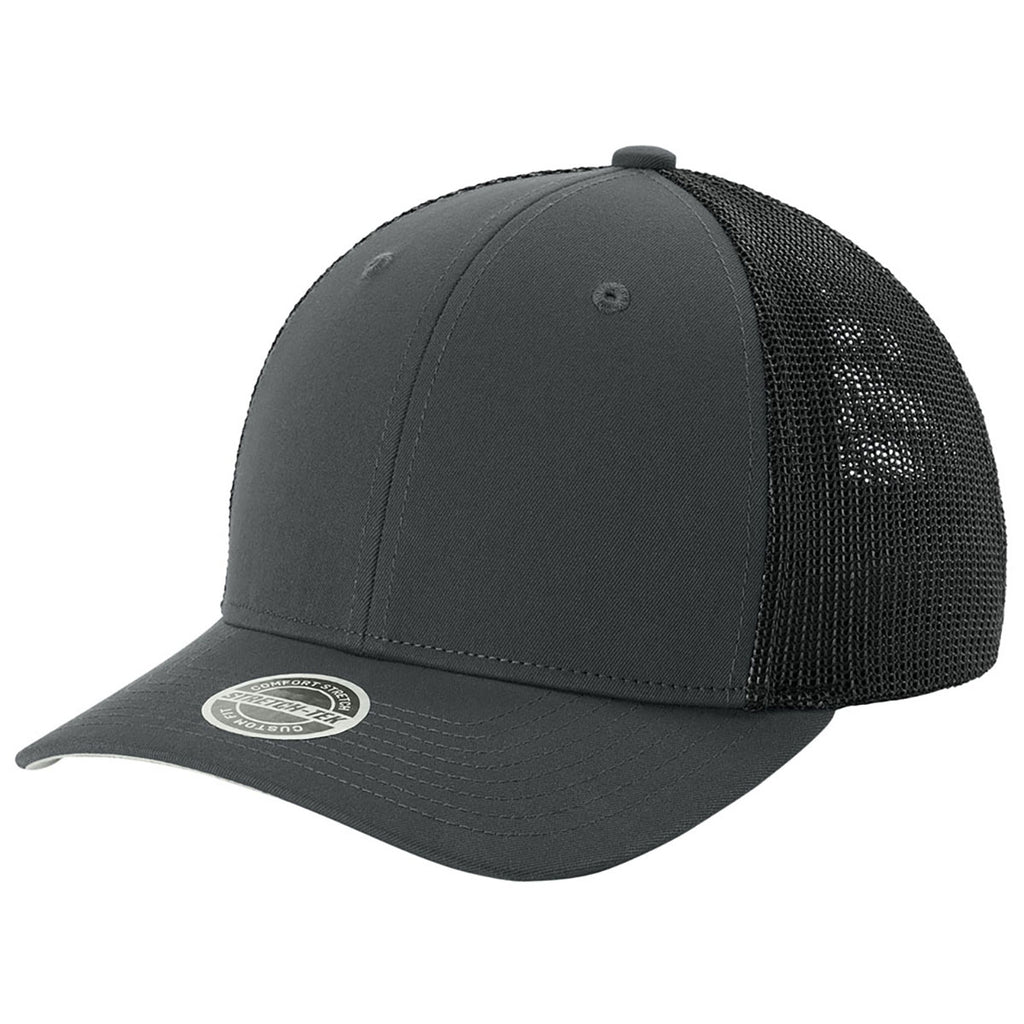 Sport-Tek Iron Grey/Black Stretch-Tek Mesh Back Cap