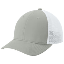 Sport-Tek Silver/White Stretch-Tek Mesh Back Cap