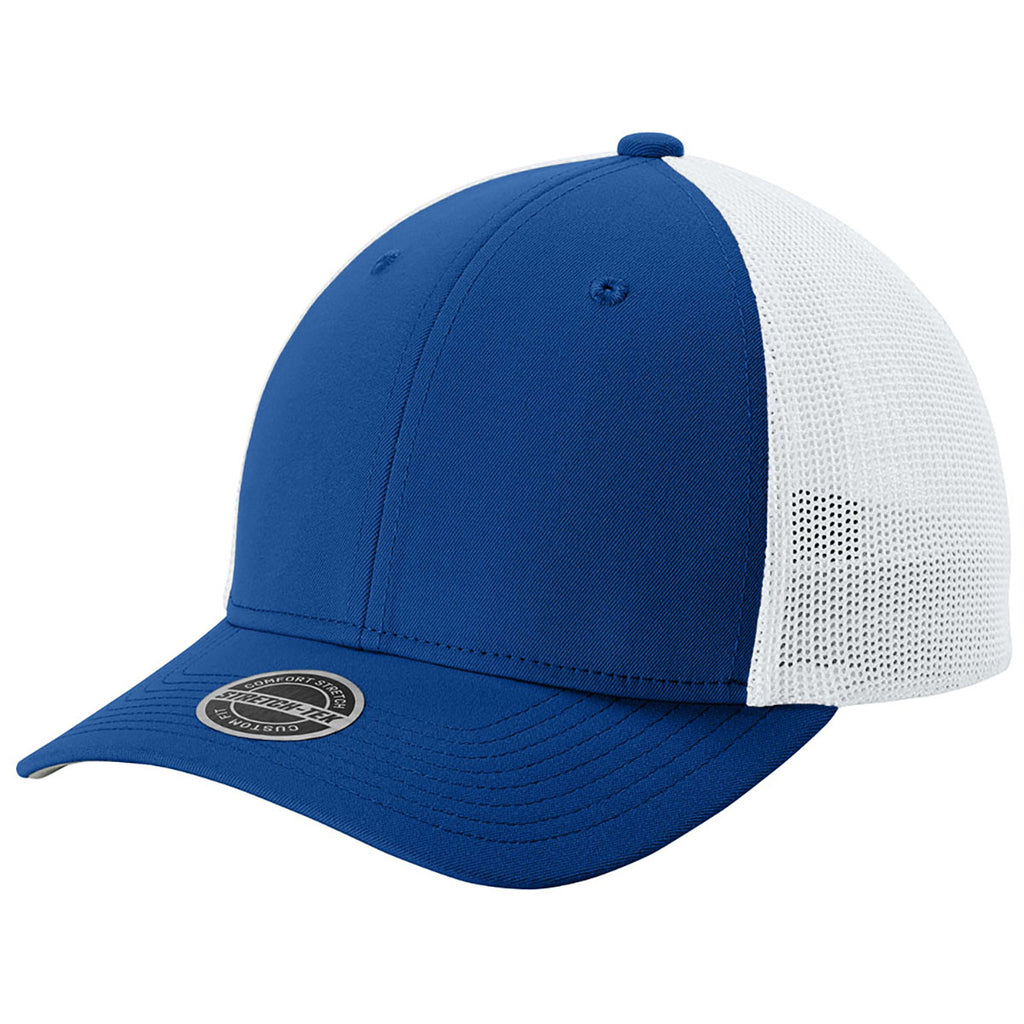 Sport-Tek True Navy/White Stretch-Tek Mesh Back Cap