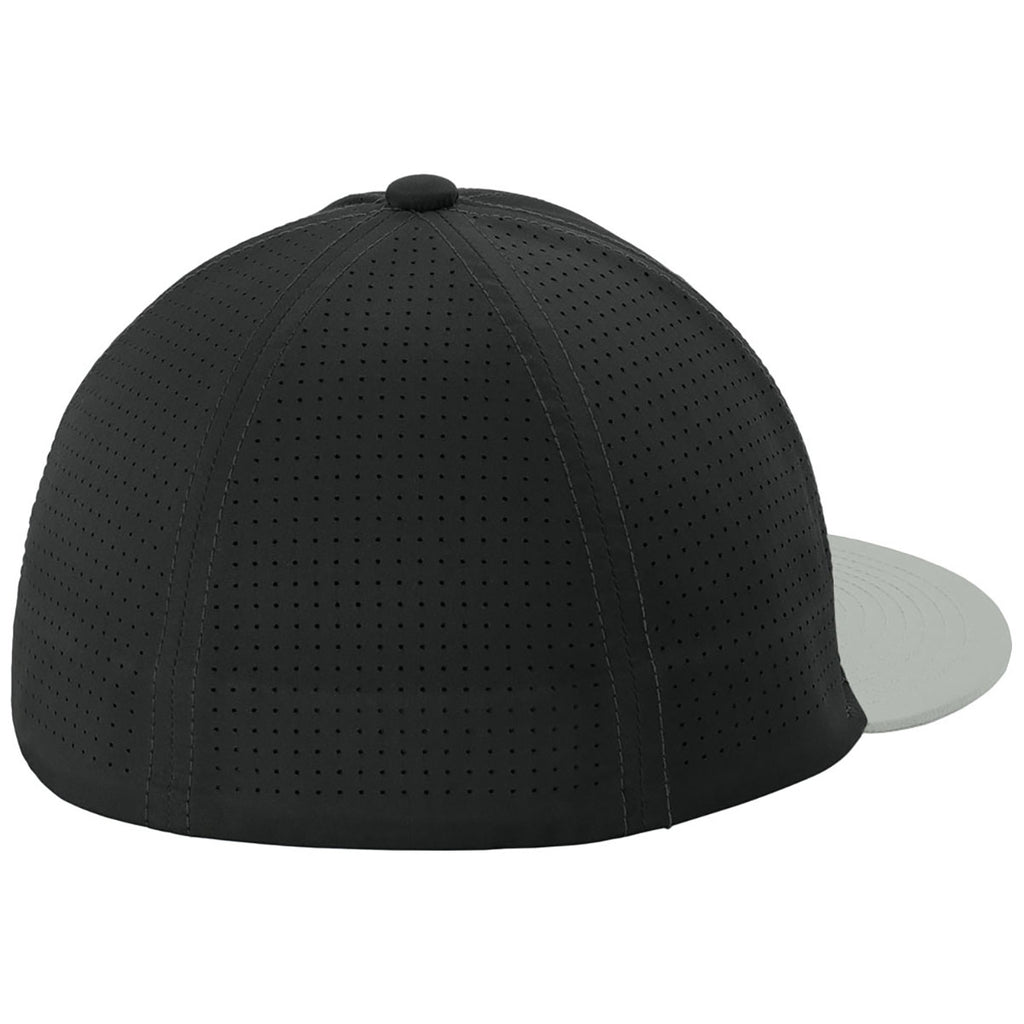 Sport-Tek Black/Silver/Black Pro-Cut Stretch-Tek Cap