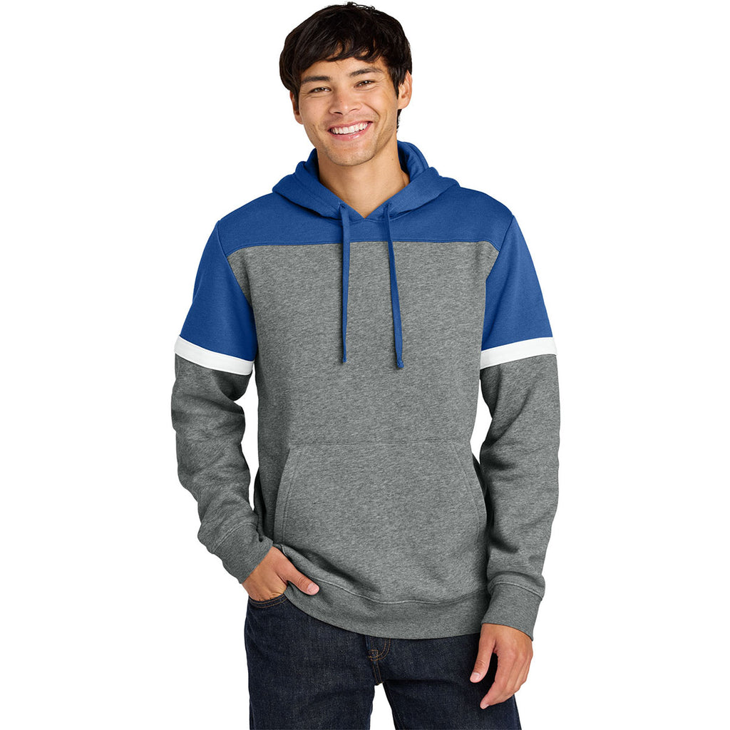 Sport-Tek Men's True Royal/Vintage Heather Drive Fleece Colorblock Hoodie