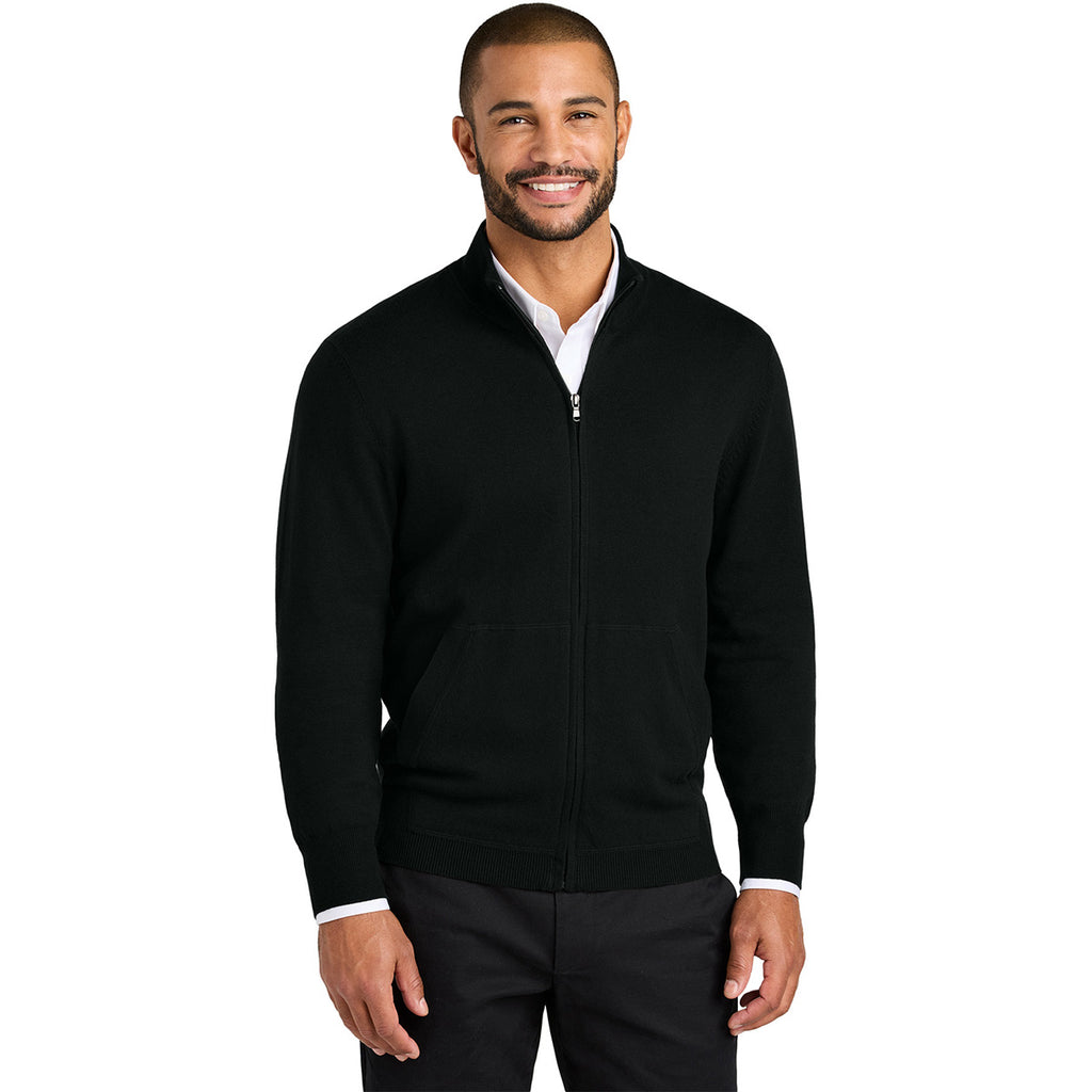 Port Authority Men's Deep Black Easy Care Full-Zip Sweater