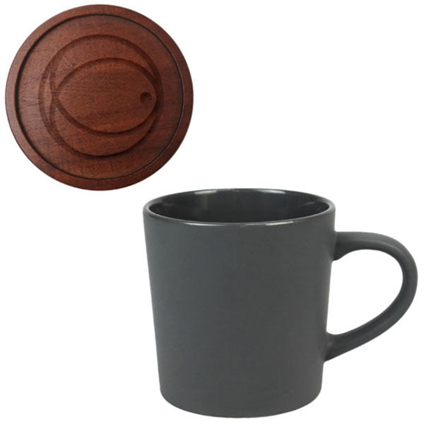 SnugZ Grey Little Rock 16oz Ceramic with Wood Lid