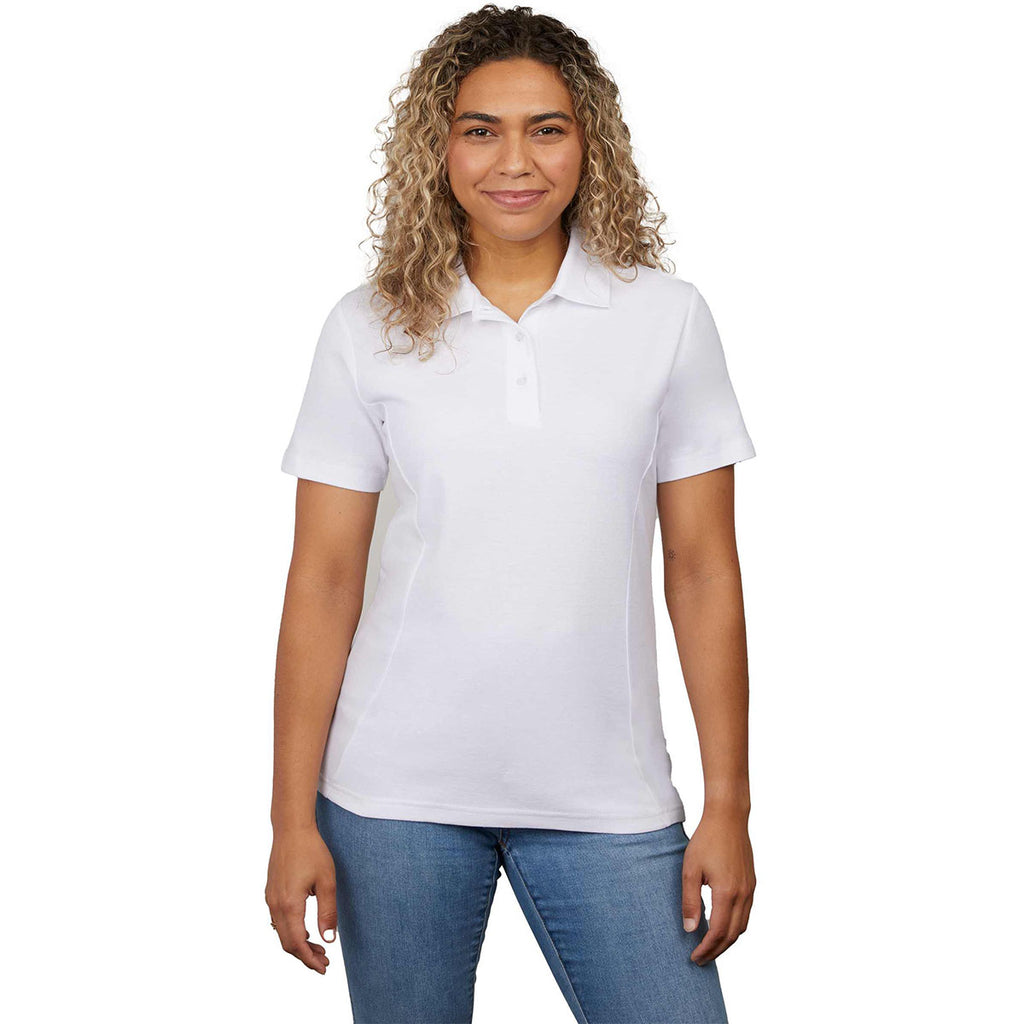 Elevate Women's White Palo Short Sleeve 100% Cotton Pique Polo