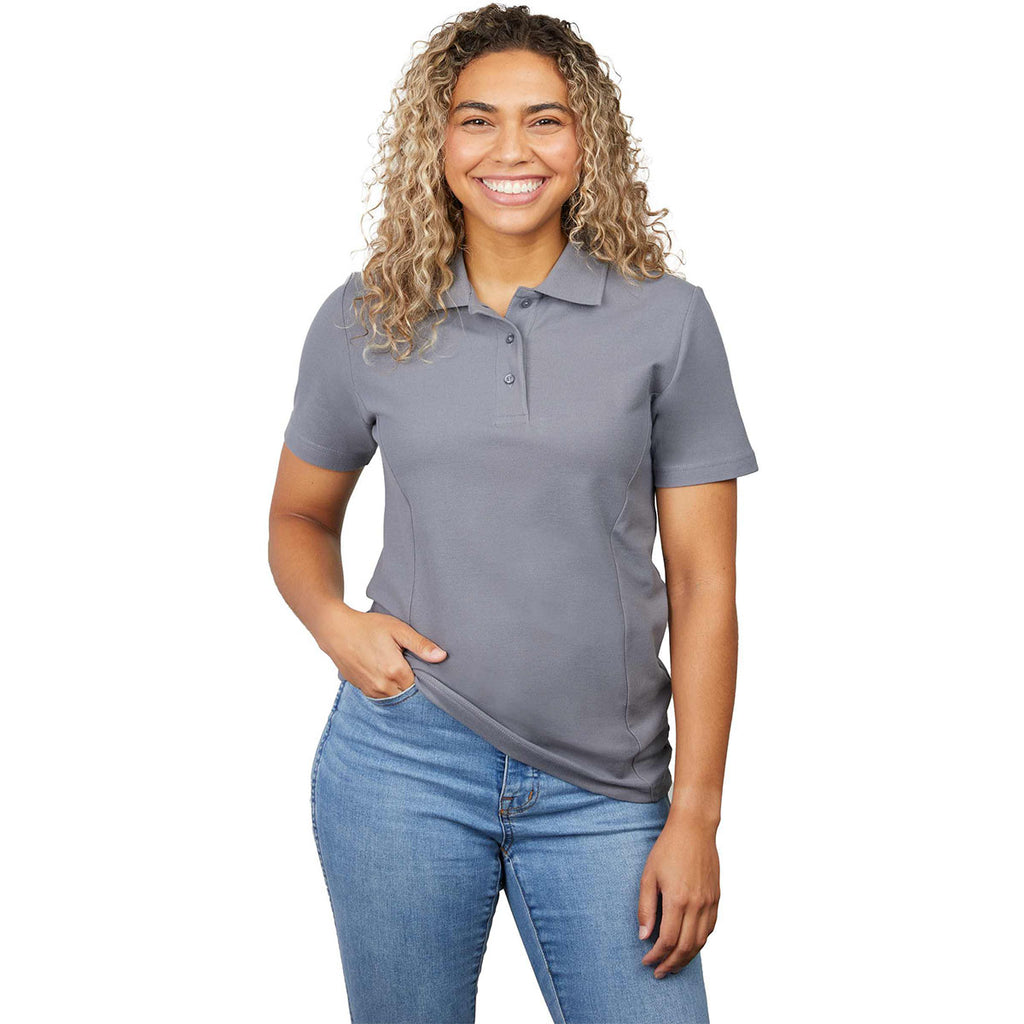 Elevate Women's Steel Grey Palo Short Sleeve 100% Cotton Pique Polo