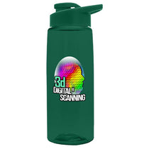 Garyline Transparent Dark Green Flair Tritan Bottle with Drink-Thru Lid - 26 oz.