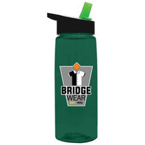 Garyline Transparent Dark Green Flair Tritan Bottle with Flip-Straw Lid - 26 oz.