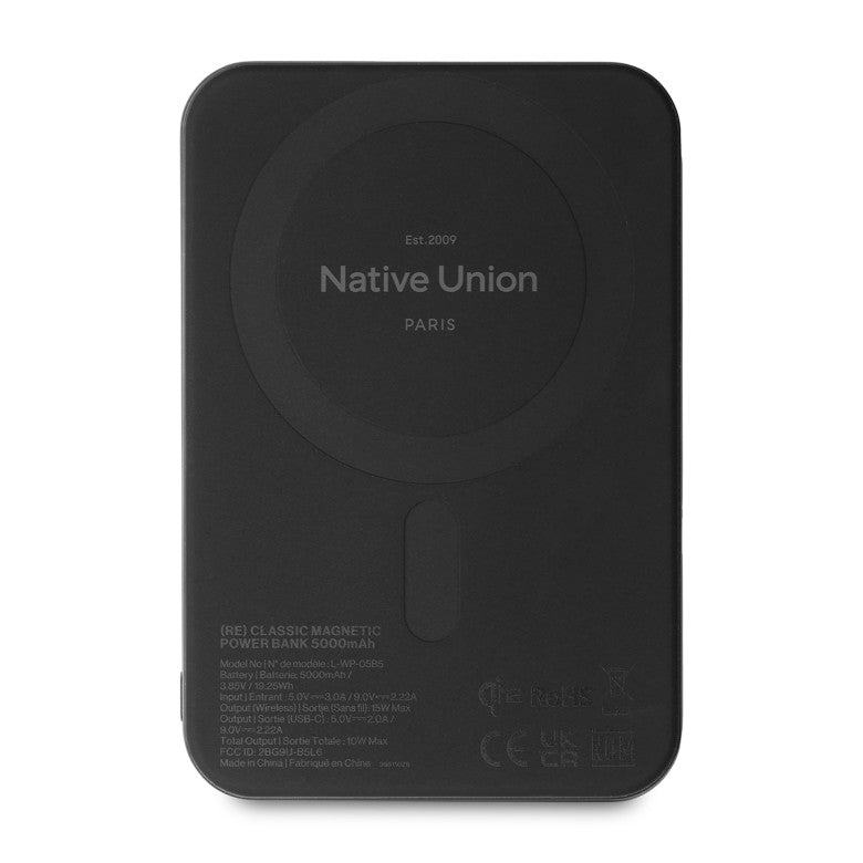 Native Union Black (RE)Classic Magnetic Power Bank 5000mAh