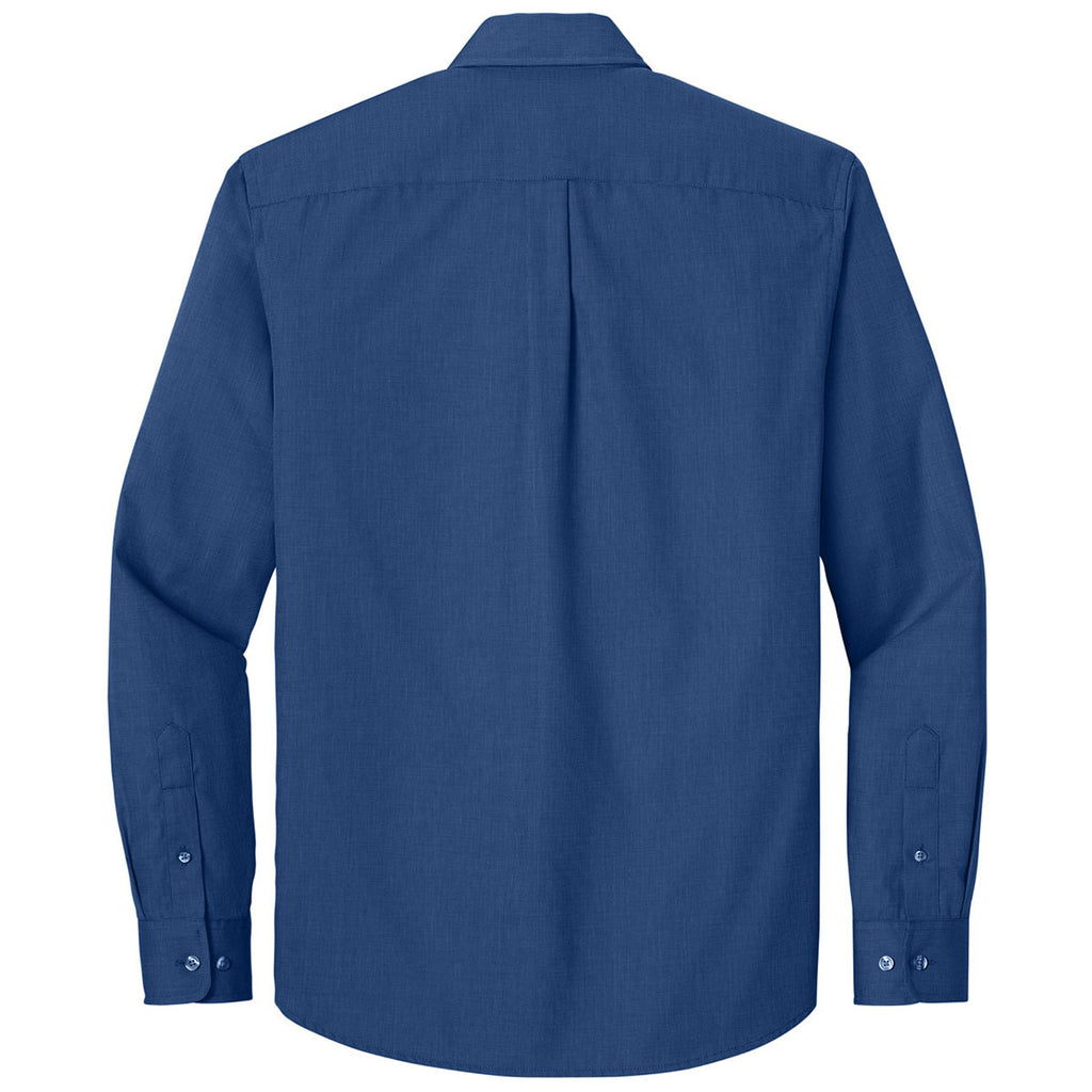 Port Authority Men's Mediterranean Blue Long Sleeve Nailhead Easy Care Shirt