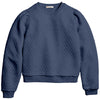 Marine Layer Women's Navy Heather Corbet Quilted Puff Sleeve Crewneck