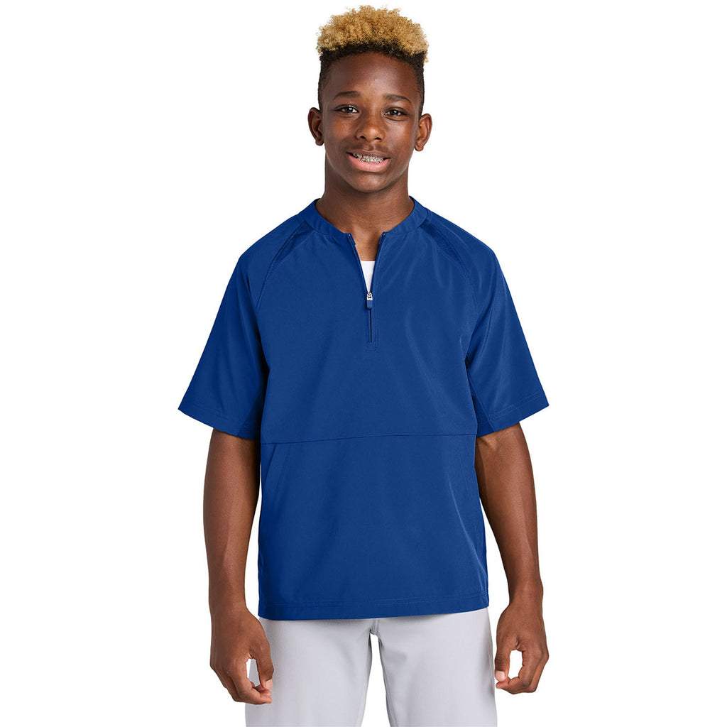Sport-Tek Youth True Royal Repeat 1/2-Zip Short Sleeve Jacket