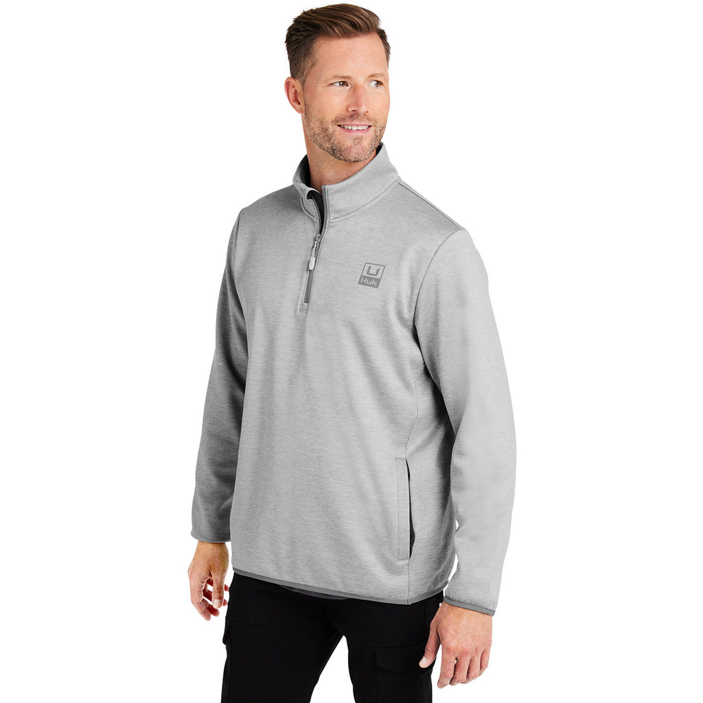 HUK Men's Harbormist Heather Cold Front Quarter-Zip