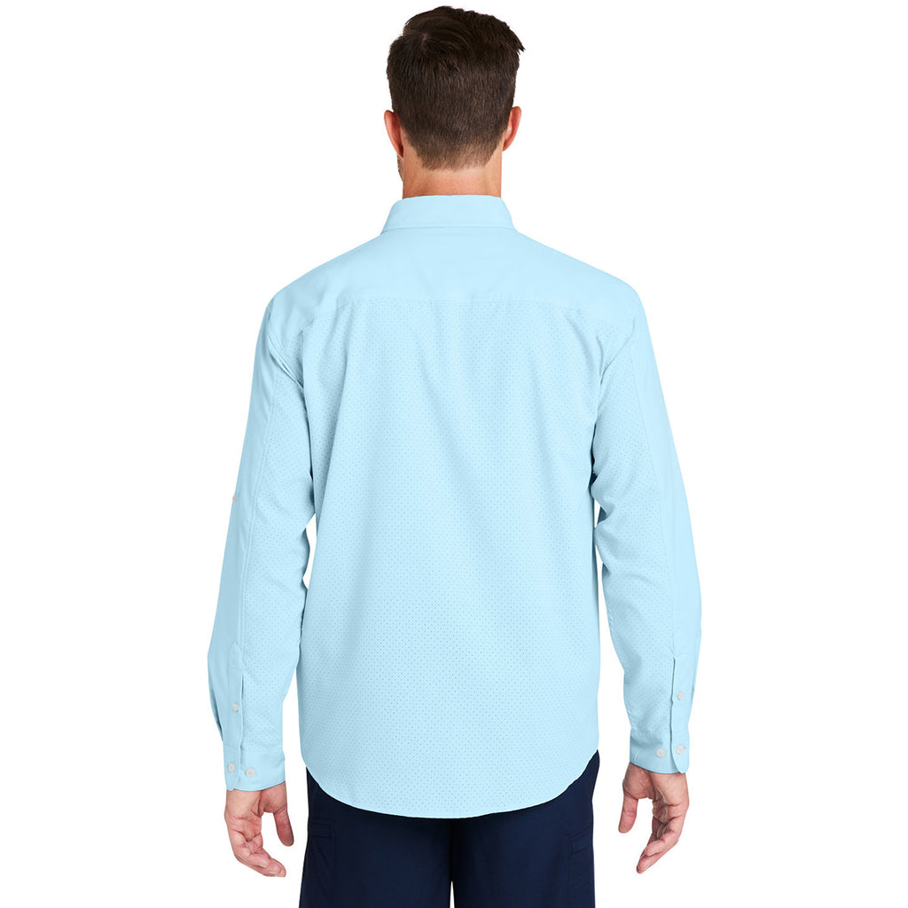 HUK Men's Crystal Blue Tide Point Long Sleeve Shirt