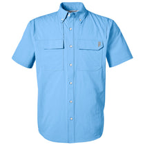 HUK Men's Marolina Blue Creekbed Short Sleeve Shirt