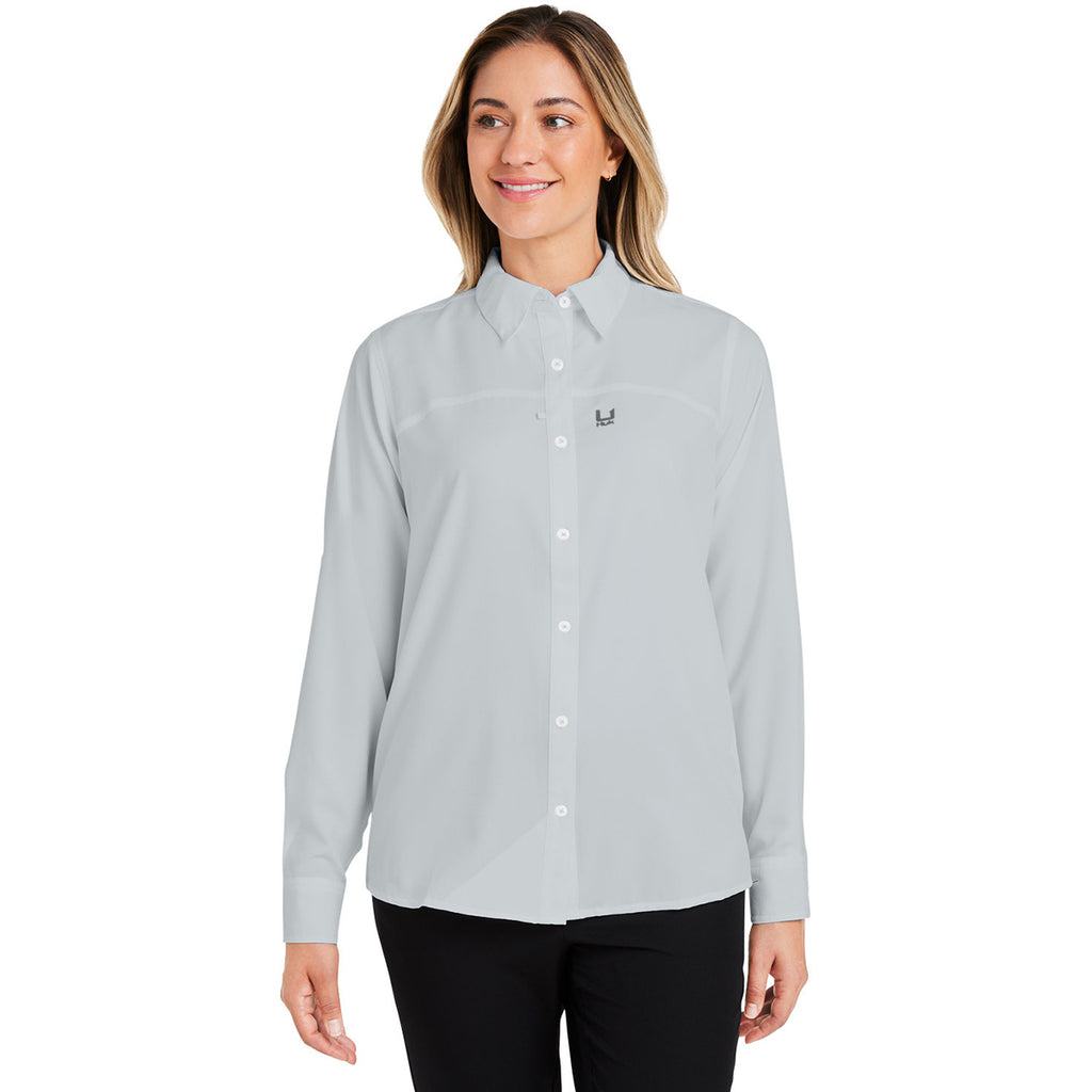 HUK Women's Harbor Mist Tide Point Long Sleeve Shirt