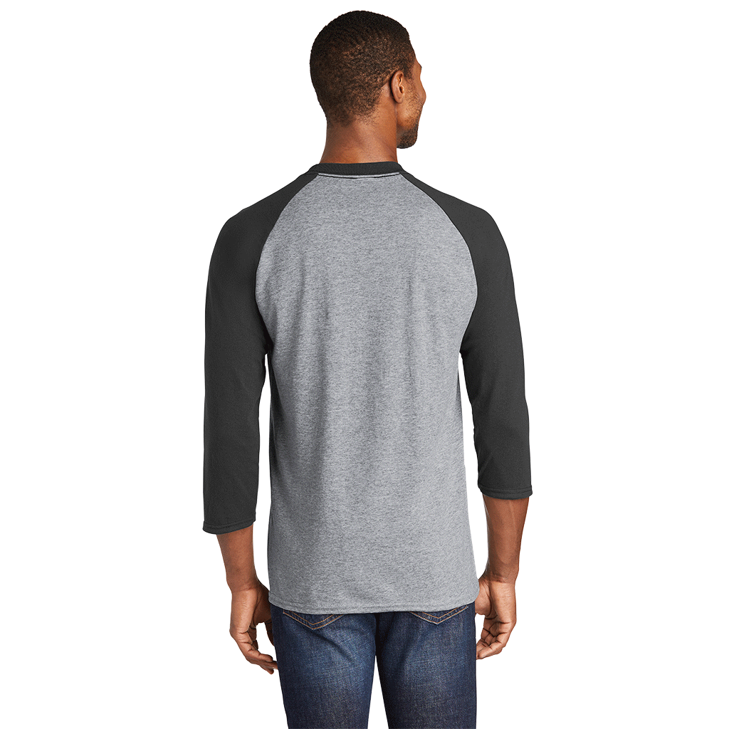 Port & Company Men's Athletic Heather / Jet Black Core Blend 3/4-Sleeve Raglan Tee