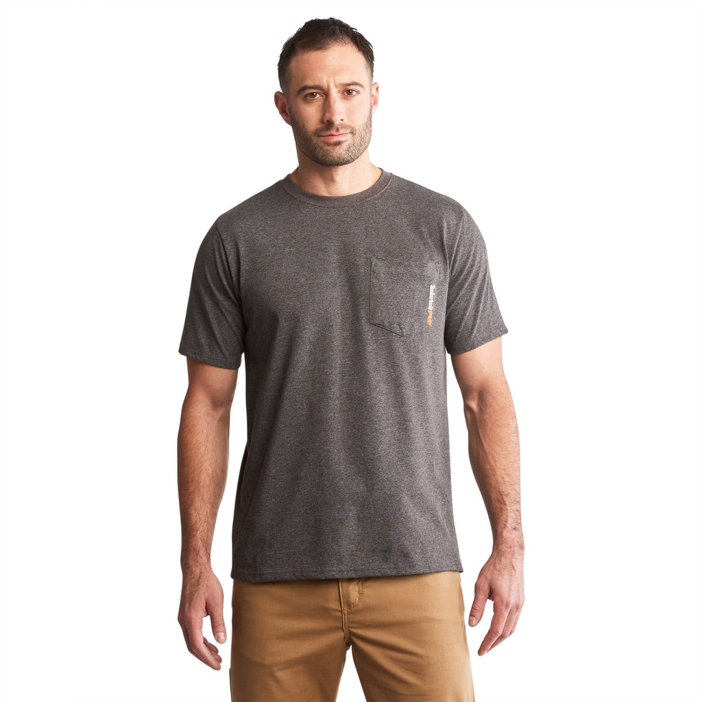 Timberland Men's Dark Charcoal Heather Pro Base Plate Blended Short-Sleeve T-Shirt