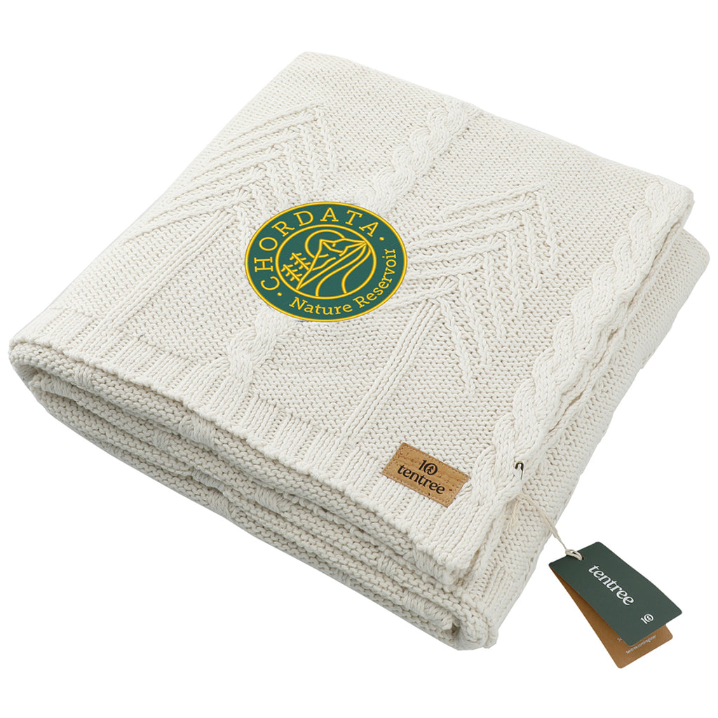 Tentree White Organic Cotton Cable Blanket