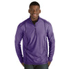 Antigua Men's Dark Purple Heather Tempo Fine Stripe Quarter Zip