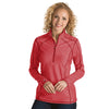 Antigua Women's Dark Red Heather Tempo Fine Stripe Quarter Zip