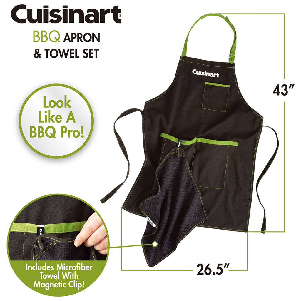 Cuisinart Black BBQ Grill Chef Apron & Towel Set