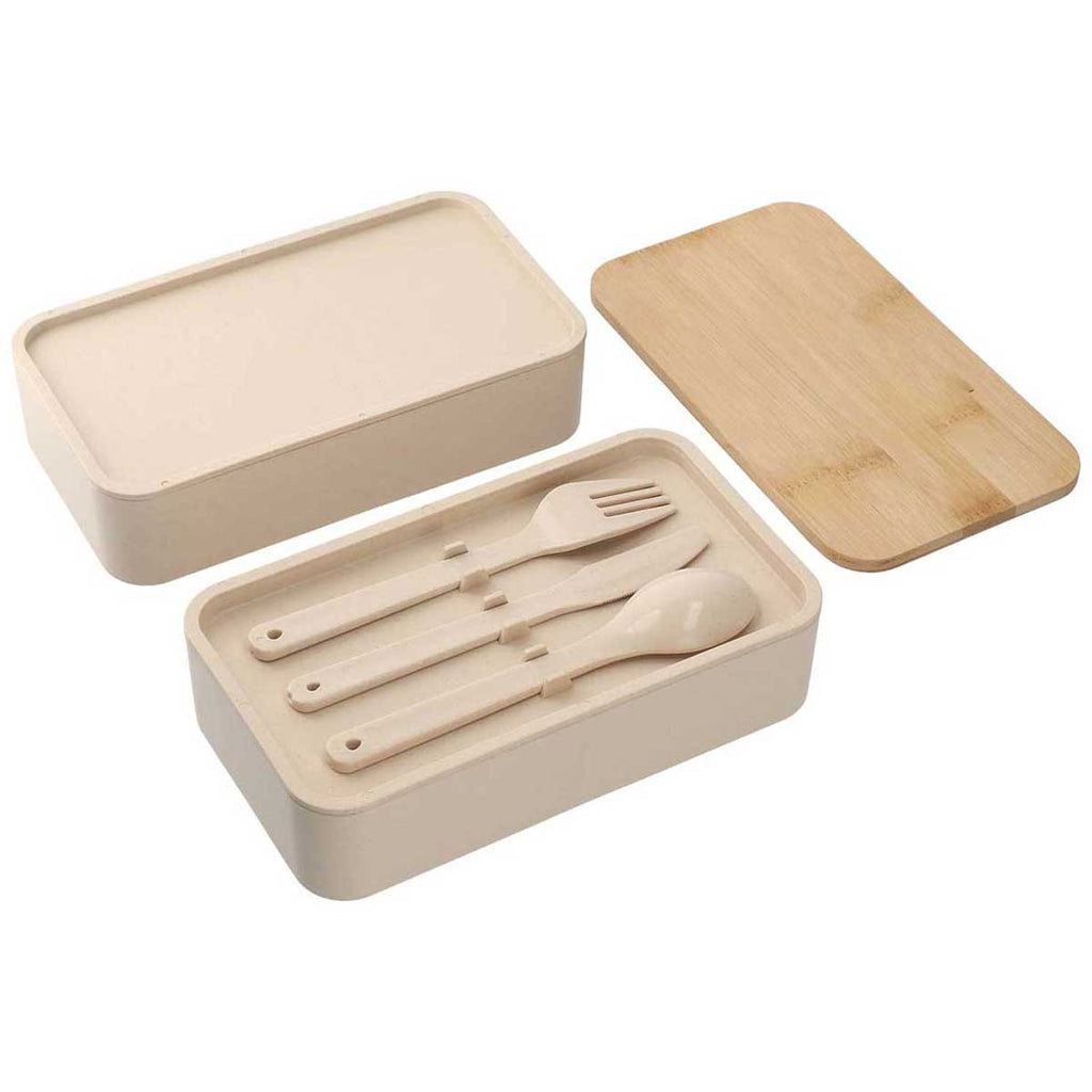 Leed's Beige Stackable Bamboo Fiber Bento Box