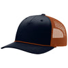 Richardson Navy/Dark Orange/Dark Orange Split Five Panel Trucker Hat with Rope