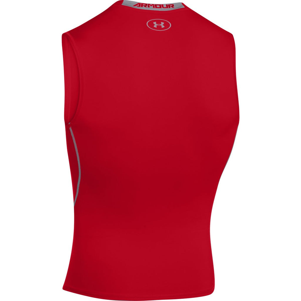 Under Armour Men's Red HeatGear Armour Sleeveless Compression Shirt