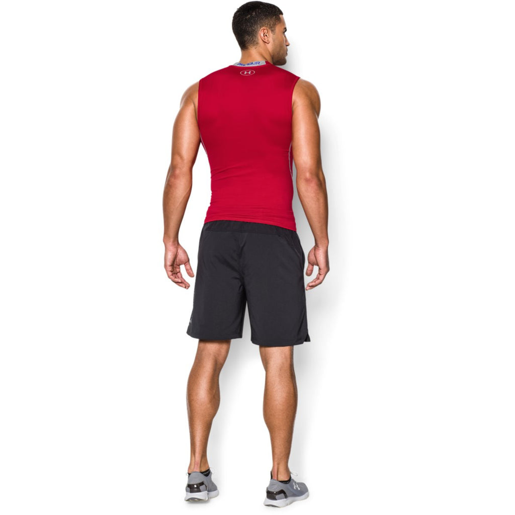 Under Armour Men's Red HeatGear Armour Sleeveless Compression Shirt