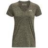 Under Armour Women's Marine OD Green/White/Metallic Silver UA Tech Twist V-Neck