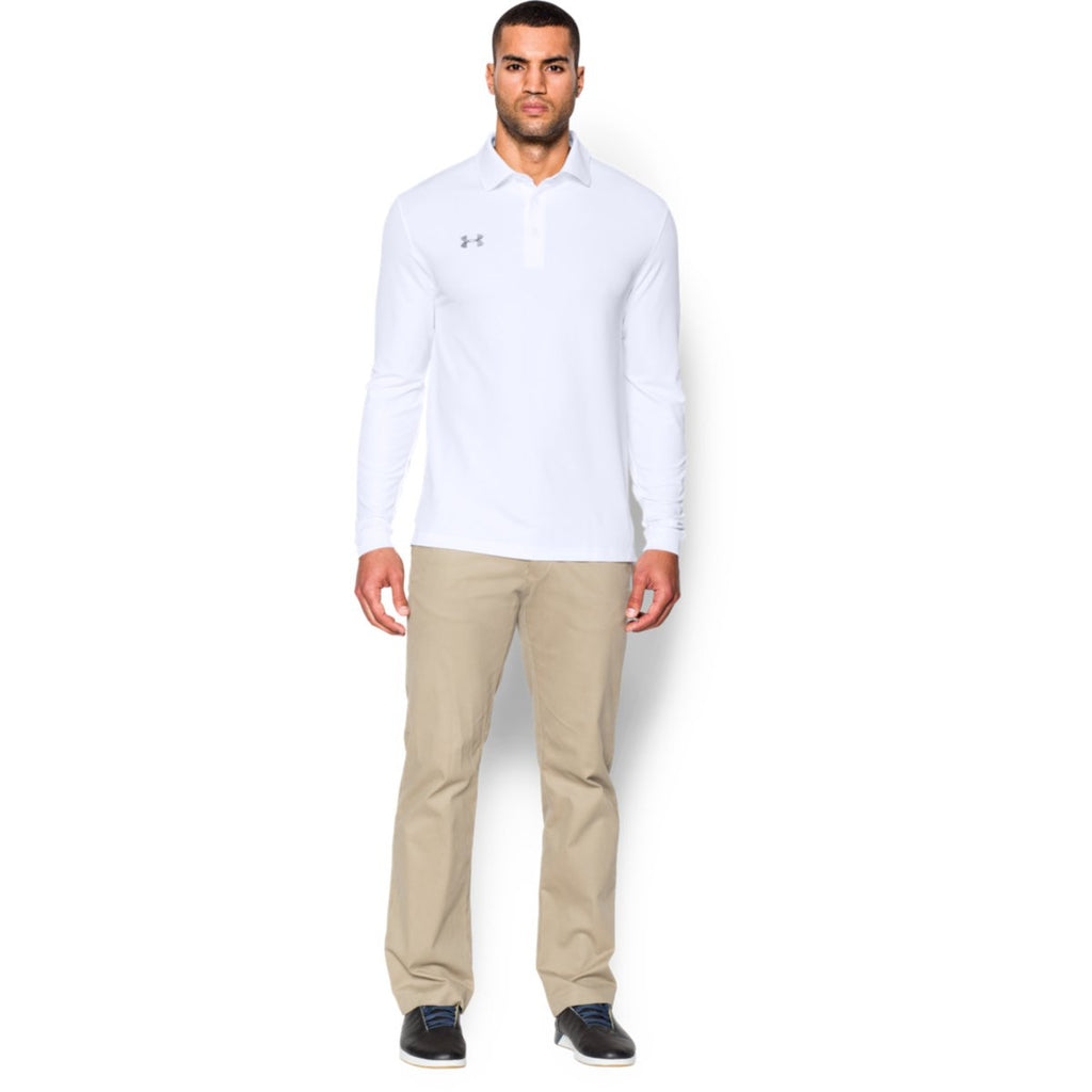 Under Armour Men's White Performance L/S Polo