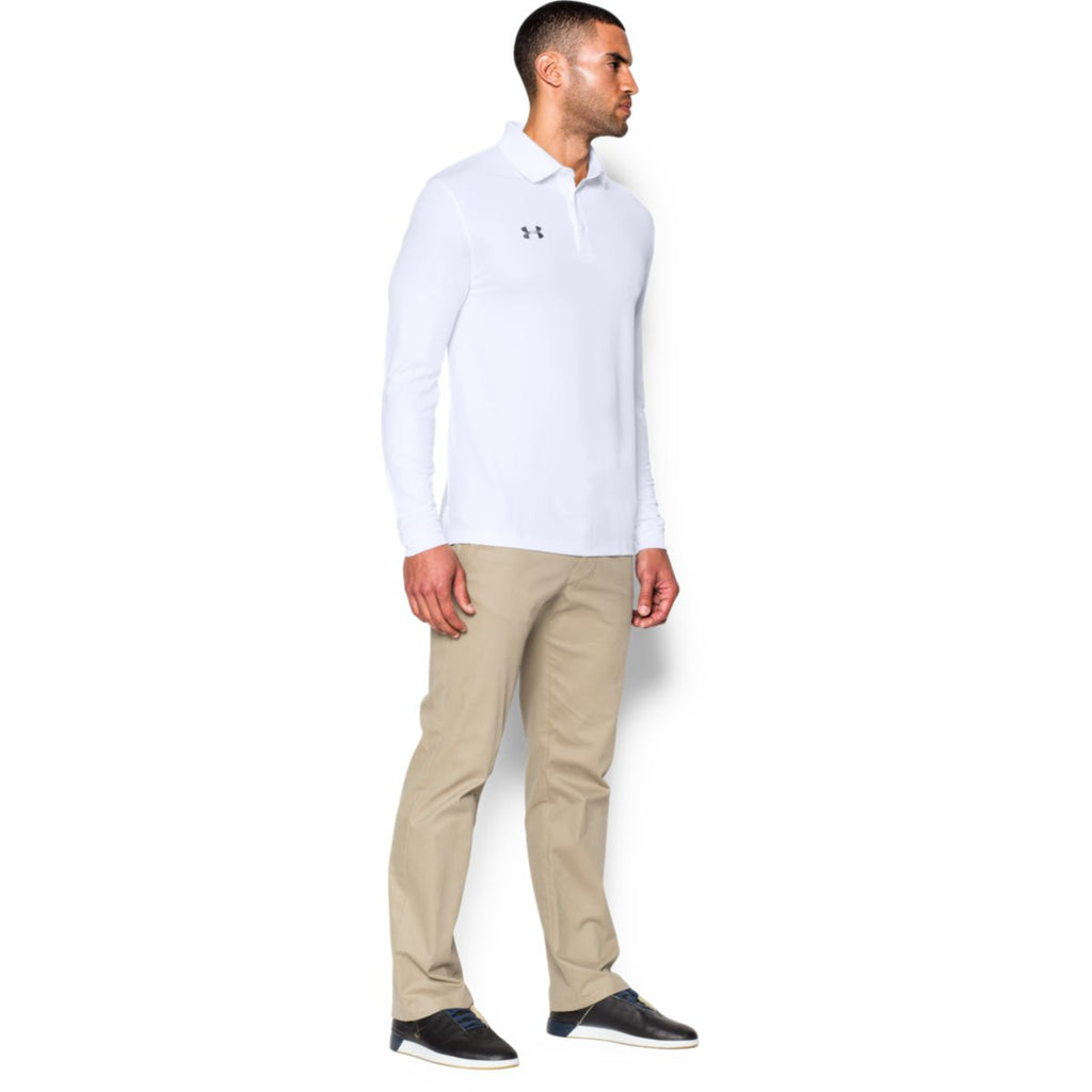 Under Armour Men's White Performance L/S Polo